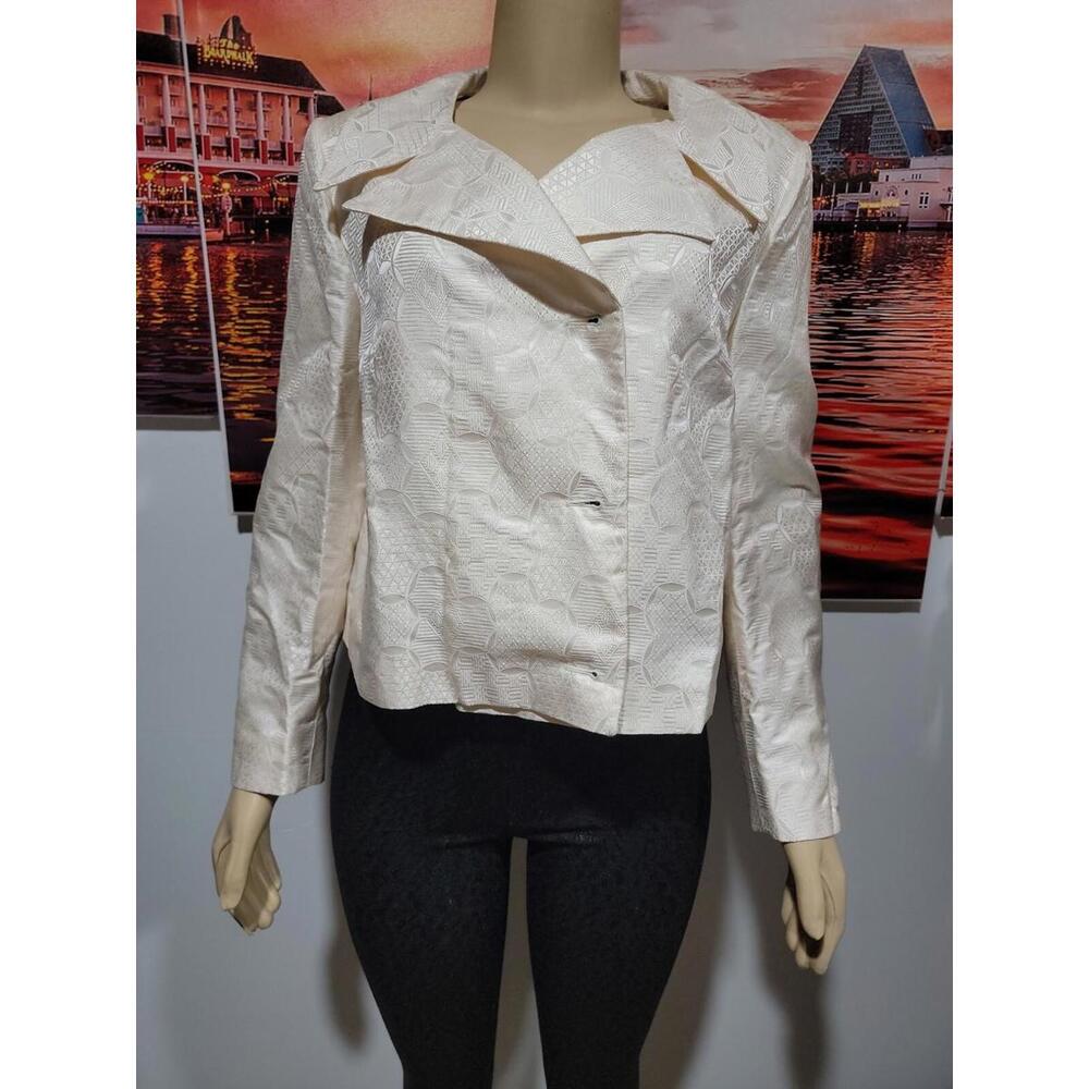 Dries Van Noten Cream Crispy Silk Cropped Jacket Size M? Bust 40" #01